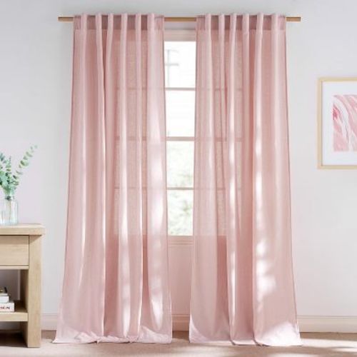 NICETOWN Light Pink 55x108 Linen Blend Semi Sheer Curtains, Light Filtering Drapes for Living Room Bedroom, Rod Pocket Back Tab Easy Hang, 2 Count