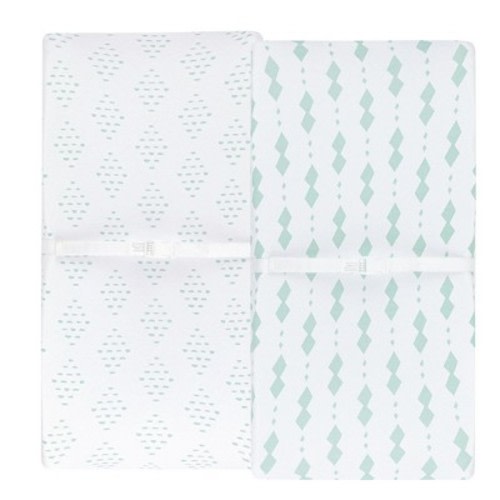 Ely's & Co. Baby Changing Pad Cover - Cradle Sheet  100% Combed Jersey Cotton Sage Diamond 2 Packs