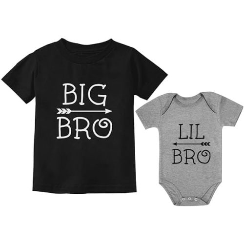 Big Bro Lil Bro Matching Outfits Baby Announcement Sibling Brother Shirts