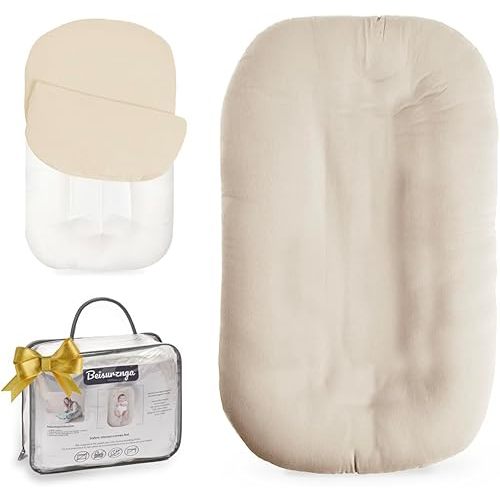 Baby Lounger - Snuggle Cozy Me Infant Lounger for Newborns | Breathable & Soft, Portable Awake-Time Pad, Essential Baby Gift (Lounger Cover Included)