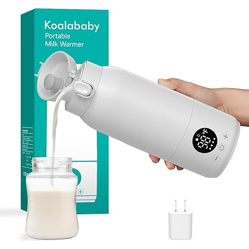 IPX6 Washable Portable Milk Warmer, Fast Heating Bottle Warmer for Breast Milk/Formula/Water, 17 Ounce Large Capacity, Long Battery Life for All-Day Feeding, Includes Charging Adapter