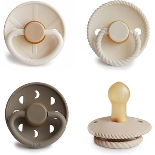 FRIGG Natural Rubber Baby Pacifier 4-Pack Crystal Sparkle | Made in Denmark | BPA-Free (0-6 Months)