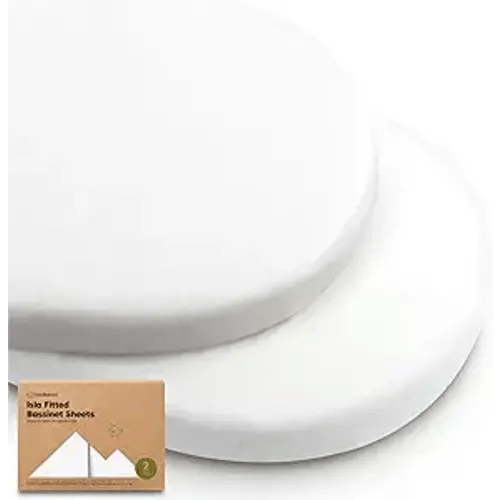 2-Pack Baby Bassinet Sheets Girl, Boy - Viscose Derived from Bamboo Fitted Bassinet Sheets Compatible with Halo Bassinest Swivel Sleeper, Baby Delight,Graco Bedside Bassinet Mattress Sheet(Soft White)