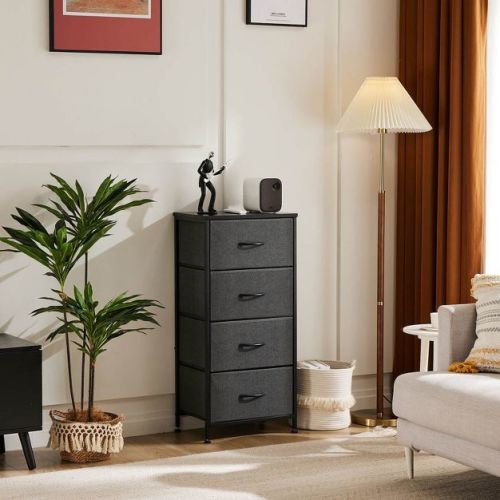 CAVINAS Fabric Storage Dresser for Bedroom with 4 Drawers,Dressers & Chest of Drawers with Metal Frame and Wood Top for Hallway,Gray