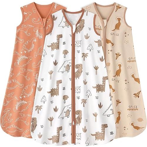Baby Sleep Sack 6-12 Months 0.5 Tog Sleeping Sack for Babies 3 Pack 100% Cotton Wearable Blanket Baby Lightweight 2-Way Zipper Infant Sleep Sacks