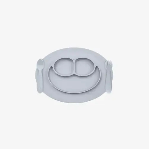 Mini Feeding Set by ezpz / Silicone Plate, Fork & Spoon for Toddlers