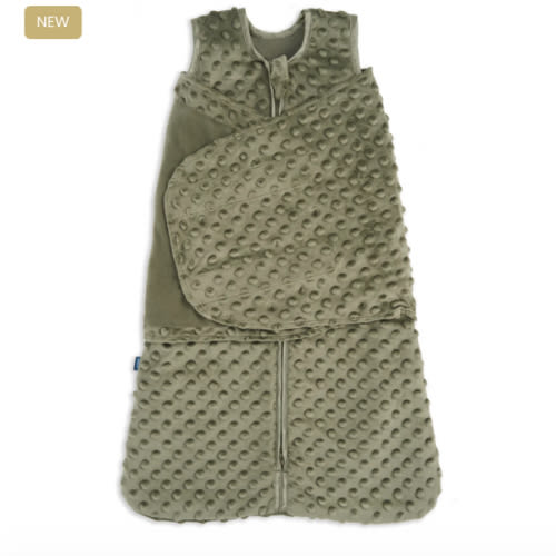 Olive Green Plushy Dot Velboa Swaddle | HALO