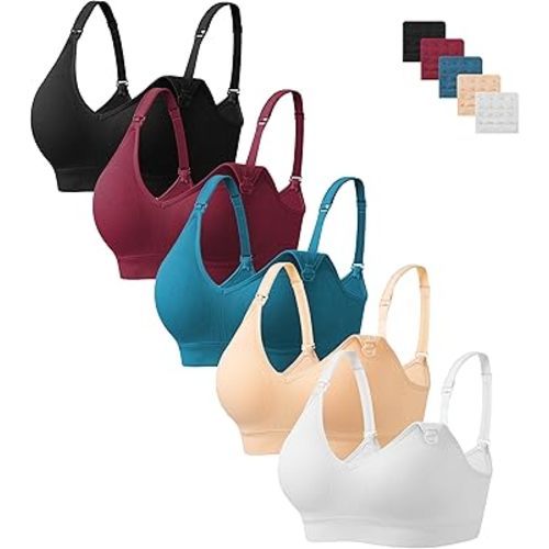 HBselect Nursing Bras for Breastfeeding Women Maternity Bras Seamless Wireless Pregnancy Sleep Bra with Bra Extenders