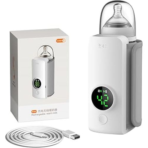 Portable Bottle Warmer,Travel-Friendly,Fast-Heating,Cordless & Rechargable,Baby Bottle Warmer,Comfortable Feeding Bottle Warmer on The Go,Precise Temperature