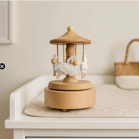 Heirloom Wooden Musical Carousel - Sheep