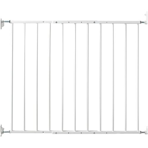 KidCo 24.75-42.5" Safeway Walk Through Baby Gate for Stairs and Doorways | No-Trip Top of Stairs Baby Gate No Bottom Bar | Quick-Release Mounted Hardware for Security and Easy Removal (White)