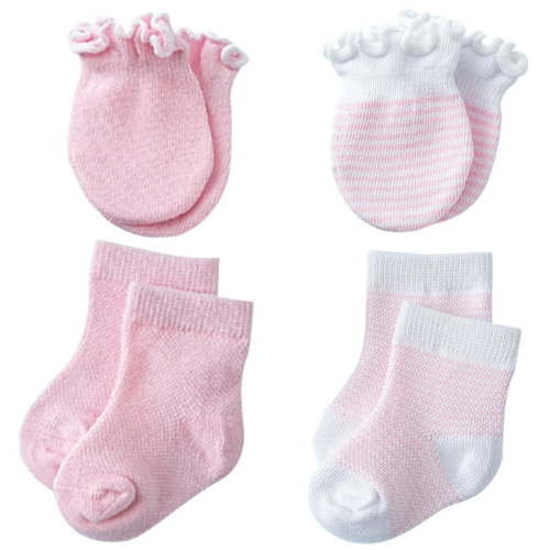 ZHAOYIQ 4 Pairs Cotton Newborn Mittens Lovely Anti-scratch Socks