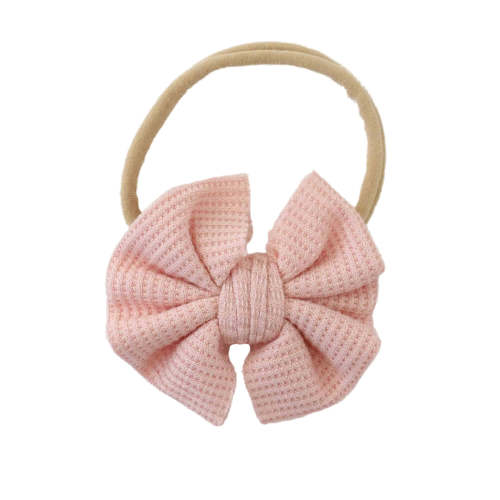 Lovely Pink Bamboo Waffle Bow Headband