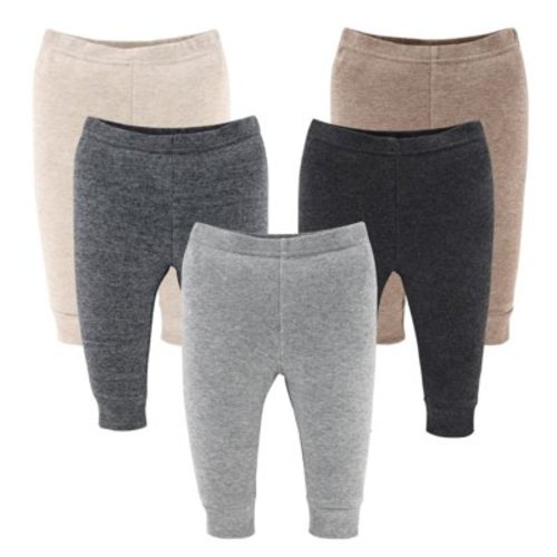 The Peanutshell Baby Boy and Baby Girl Pants, Unisex Pull On Pants for Newborns, Earthy Neutrals, 5-Pack