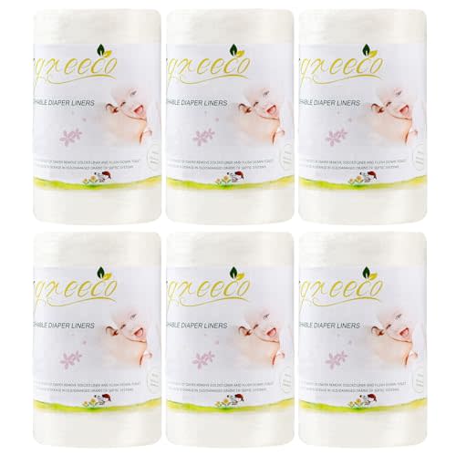 wegreeco Cloth Diaper Liners - Unscented Diaper Liners, Fragance Free Cloth Diaper Liners - 100 Sheets Per Roll (6 Roll)