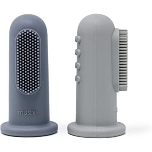mushie Baby Finger Toothbrush (Tradewinds/Stone) 2-Pack