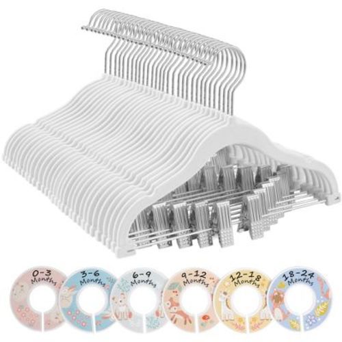 Songmics Baby Hangers, 30 Packs Pants Hangers With Clips, Kids Hangers, Non-slip Children’s Clothes Hangers, White