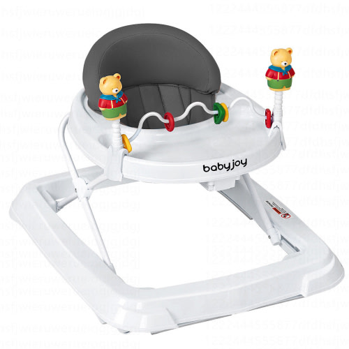 Costway Baby Walker Adjustable Height Removable Toy Wheels Folding Portable Gray