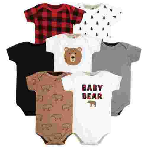 Hudson Baby Cotton Bodysuits, Brown Bear, 0-3 Months