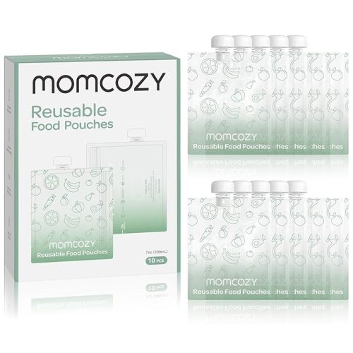 Momcozy Reusable Baby Food Pouches for Toddlers,BPA Free Plastic,Food Safe,Freezer Safe,Refillable for Applesauce Yogurt & Puree Squeeze Pouch,10 Packs,7oz