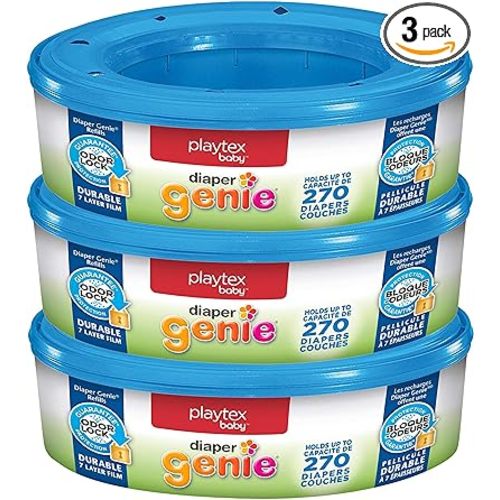 Amazon.com: Diaper Genie Bags Refills 270 Count (Pack of 3) with Max Odor Lock | Holds Up to 810 Newborn Diapers : Baby