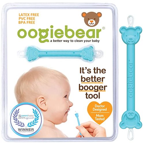 oogiebear - Patented Nose and Ear Gadget. Safe, Easy Nasal Booger and Ear Cleaner for Newborns and Infants. Dual Earwax and Snot Remover. Aspirator Alternative - 1 Count (Pack of 1) - blue