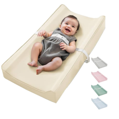 Vegan Leather Waterproof Baby Changing Pad - Wipeable, Extra Thick & Portable & Non-Slip Diaper Mat for Dresser, Crib, Travel | Soft & Safe (White)