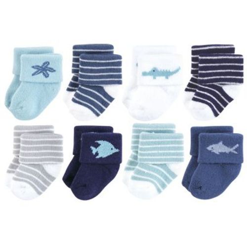 Hudson Baby Infant Boy Cotton Rich Newborn and Terry Socks, Ocean Friends, 6-12 Months