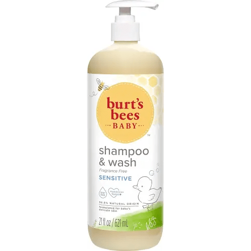 Burt's Bees Baby Sensitive Shampoo and Wash, Fragrance Free, Tear Free, Pediatrician Tested, 98.9% Natural Origin, 21 Fluid Ounces