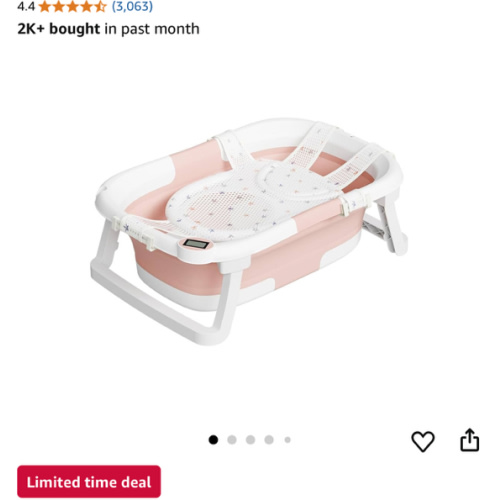 Collapsible Baby Bathtub,Baby Bath Tub with Soft Cushion & Thermometer,Baby Bathtub Newborn to Toddler 0-36 Months,Portable Travel Baby Tub