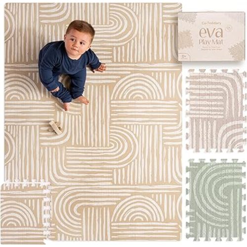 Baby Play Mat – Premium Foam Playmat for Babies & Toddlers, 67" x 48", Neutral Modern Look, Easy-Clean & Non-Toxic, Decor-Friendly Baby Floor Play Mat for Any Room. Co-Toddlery