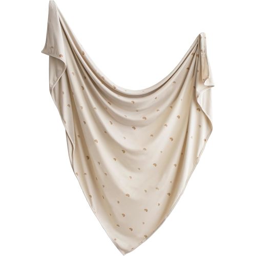 mushie Stretchy Baby Swaddle Blanket | Extra Soft & Snug Fit | 47"x47" (Fog)