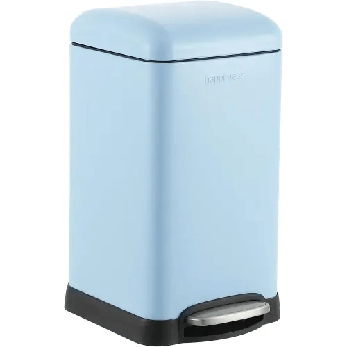 happimess HPM1012H Betty Retro Mini 3.2-Gallon Step-Open Trash Can, Fingerprint Resistant, Modern, Minimalistic for Home, Kitchen, Laundry Room, Office, Bedroom, Bathroom, Tide Pool Blue