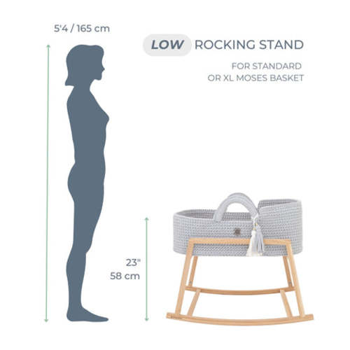 Wooden Rocking Stand for Baby Moses Basket by Anzy Home dark wood