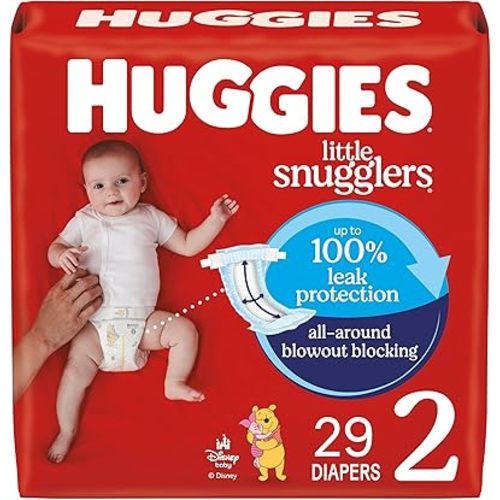 Huggies Size 2 Diapers, Little Snugglers Baby Diapers, Size 2 (12-18 lbs), 29 Count, Packaging May Vary
