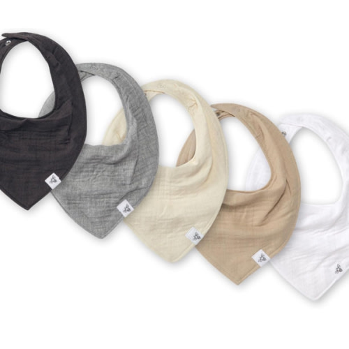 Burt's Bees Baby 5-Pack Bandana Bib Set with Snap Closure