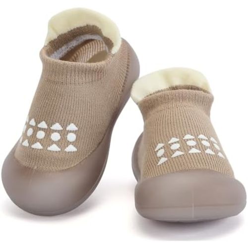 Infant Walking Shoes Baby Sock Shoes with Soft Rubber Sole, Non-Slip Toddler Slippers for boys and girls, Breathable Sneakers