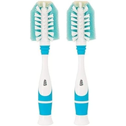 NUK Triple Action Baby Bottle Brush with Built-in Bottle Nipple Brush (Pack of 2)