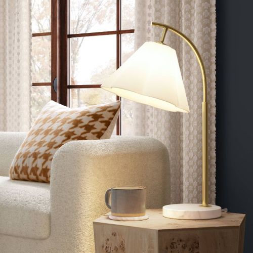 Scalloped Shade Table Lamp with Marble Base White - Threshold™