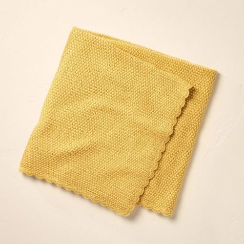 Scalloped Trim Knit Baby Blanket Mustard Yellow - Hearth & Hand™ With Magnolia