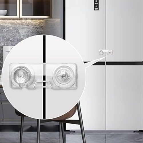 EUDEMON 2 Pack Childproof Refrigerator Lock, Baby Safety French Fridge Door Lock, Freezer Lock, Invisible Cabinet Cupboard Lock for Toddlers, Easy to Install, no Tools Need or Drill (Transparent)