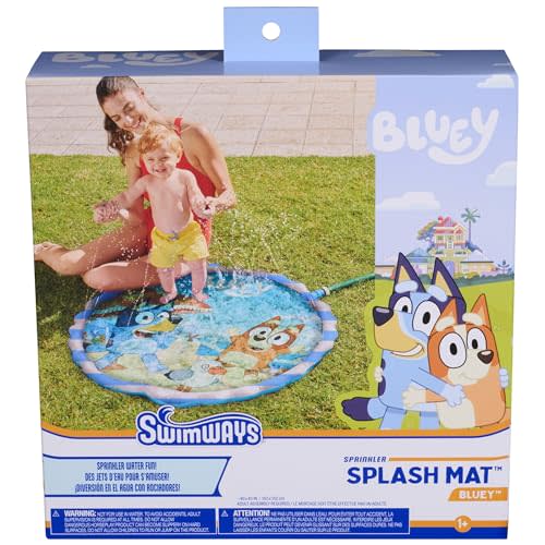 SwimWays Bluey Splash Mat, Kids Splash Pad & Outdoor Toys, Bluey Pool Party Supplies & Water Toys for Kids Aged 1 & Up
