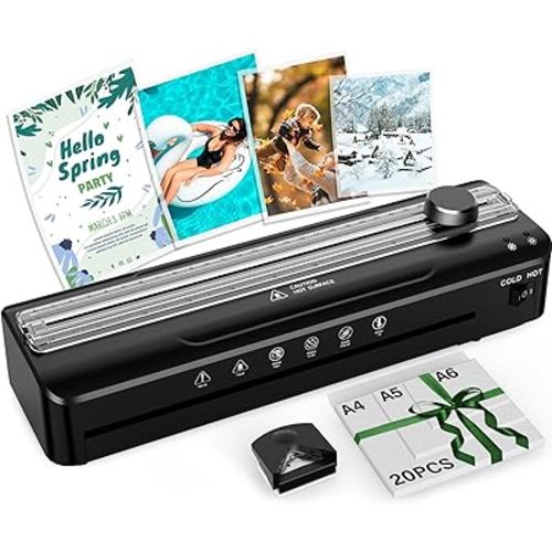Laminator Machine A4 Laminators - 9 Inch Thermal Cold Laminating Machine with 20 Laminating Sheets, 8.5x11 Laminator with NTC Temperature Control 90-s Warm up, A4/A5/A6 Laminators for School Home
