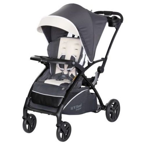 Baby Trend Sit N' Stand 5-in-1 Collapsible Shopper Stroller with Canopy, Visor, Extendable Storage Basket, Phone Tray, and 2 Cup Holders, Stormy