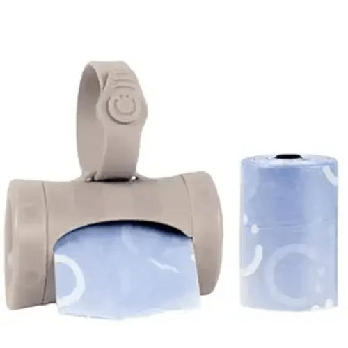 Ubbi Retractable Bag Dispenser for Diaper Bag, Portable Bag Holder for Travel, Newborn Baby Essentials, Diaper Bag Must Have, Includes 24 Lavender Scented Bags, Taupe