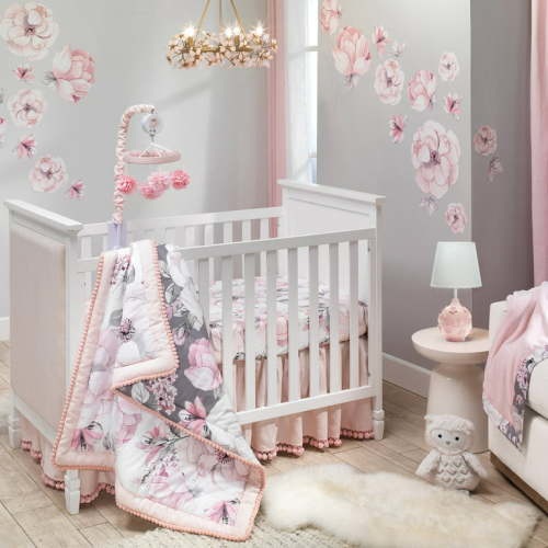 Lambs & Ivy Signature Botanical Baby Watercolor Floral Nursery Infant 4-Piece Crib Bedding Set