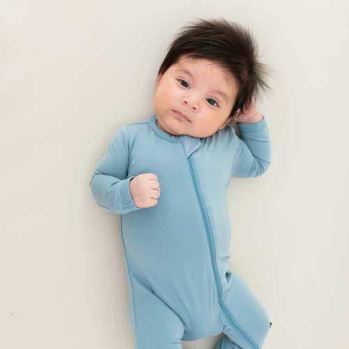 Zippered Romper in Dusty Blue | 3-6 Months