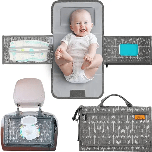 Kopi Baby Portable Diaper Changing Pad - Baby Changing Pad & Diaper Changer Travel Bag, Smart Design Baby Changing Mat, Portable Changing Pad for Baby, Baby Changing Station, Infant Gift - Gray Arrow