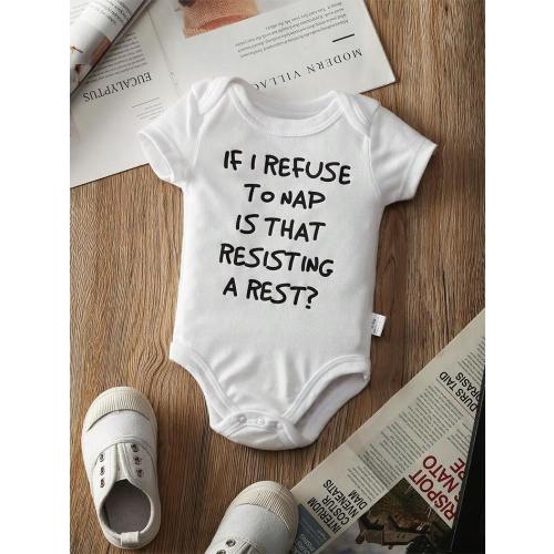 Baby Boy Triangle Printed With Fun Text, Bodysuit | SHEIN USA
