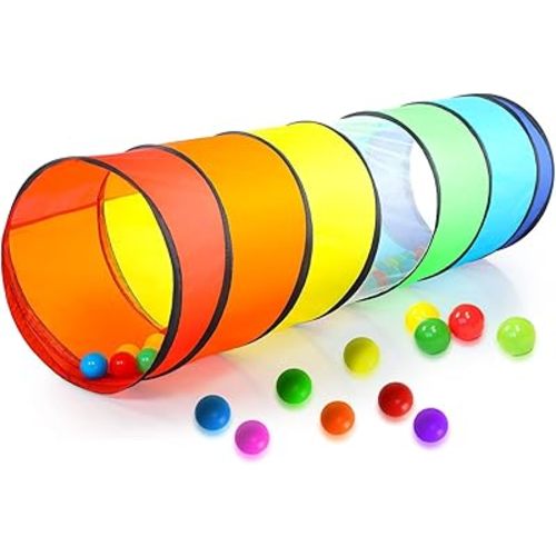 Kids Play Tunnel Set for Toddlers Double Tunnels for Indoor and Outdoor Fun | Pop-Up Crawl Tunnels for Babies, Toddlers, and Pets | Easy to Set Up, Store, and Transport | Durable and Breathable